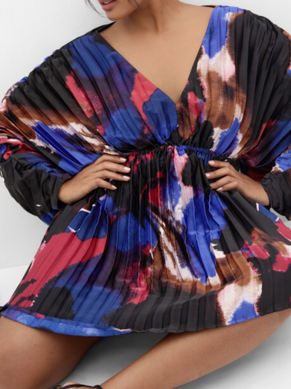 NWT City Chic Chloe Fade Print Pleated Open Back Mini Dress Sz. XXL or 24 - Picture 4 of 12